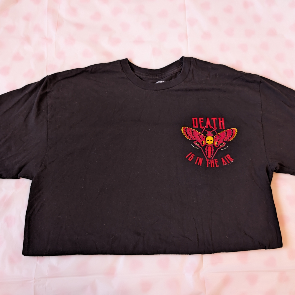 Assholes Live Forever Death Is In The Air Death Moth T-Shirt, Unisex LG Black